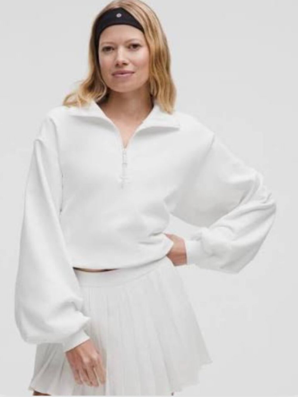 lululemon athletica Women's Cotton Terry Tennis Half Zip white
